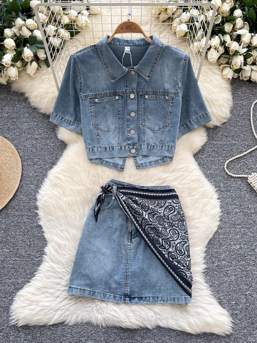 Victoria Summer Denim Two Piece Set