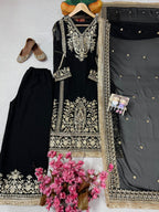 Celebrity Krystal DSouza Black Ready to wear georgette Suit set