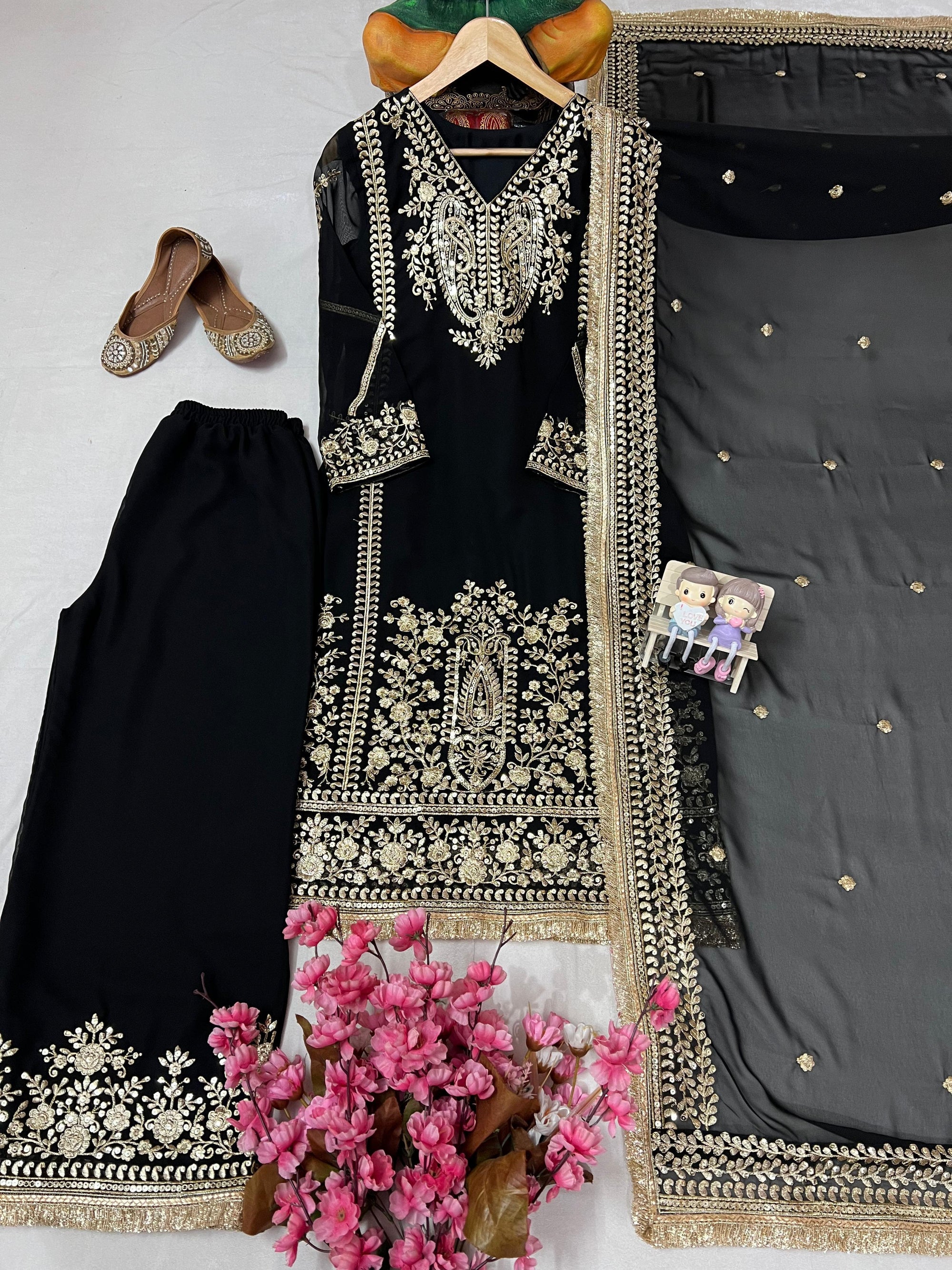 Celebrity Krystal DSouza Black Ready to wear georgette Suit set