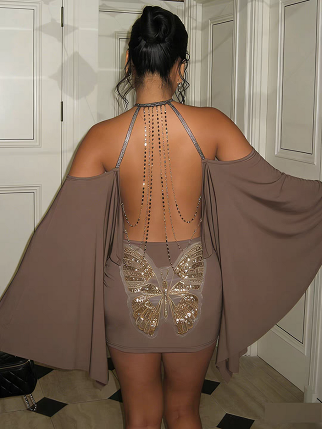 Milena Butterfly Sequins Dress