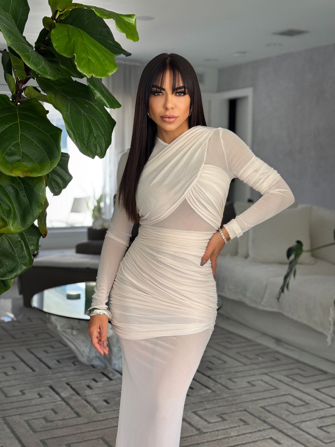 Catherine Summer Mesh Milk Silk Dress