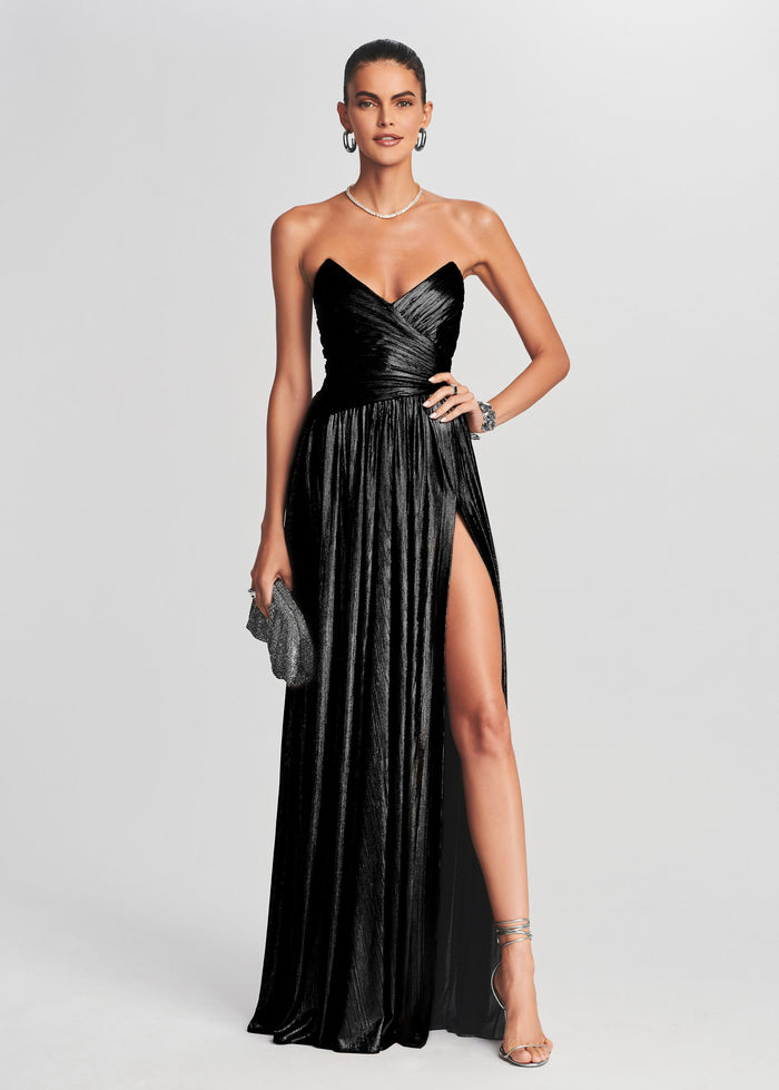 Milena Mettallic Party Slit Dress