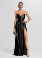 Milena Mettallic Party Slit Dress