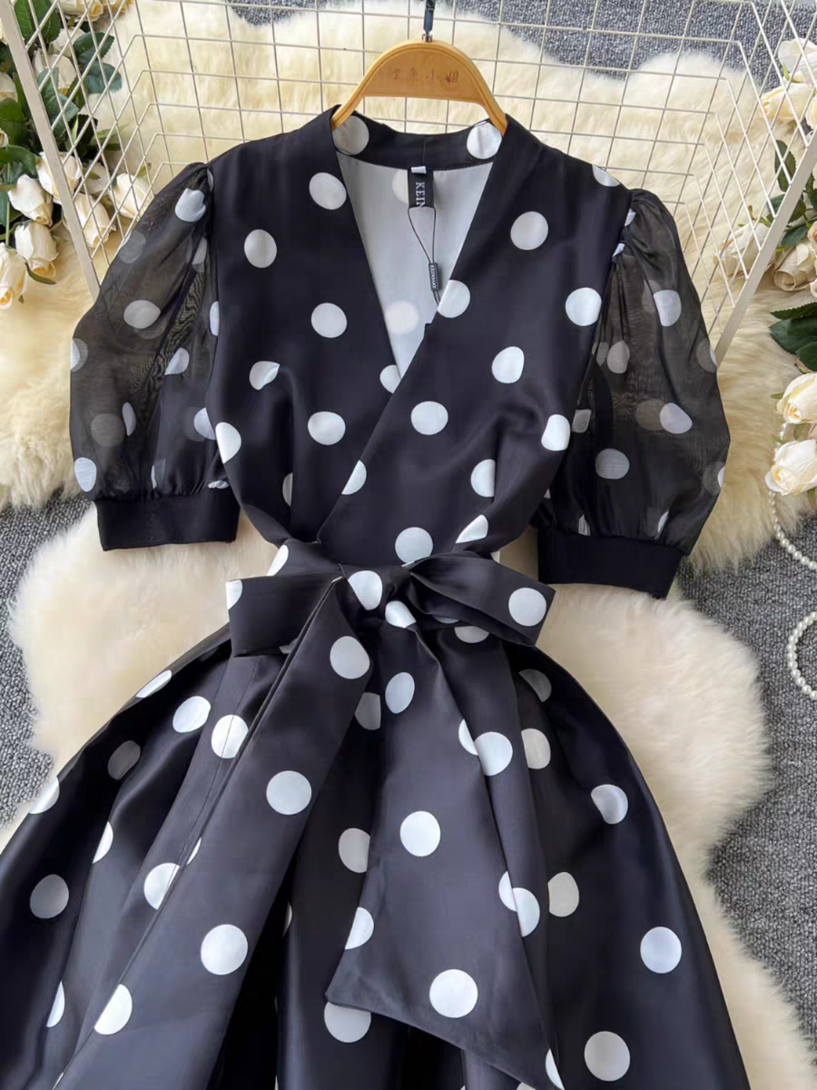 Taylor Summer Luxury French Polka Dress - 24th Spoke