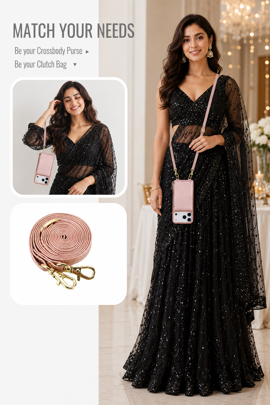 I Phone Cover With Wallet & Sling, Crossbody Handbag