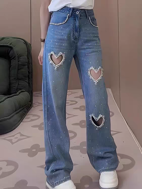 Samantha Diamond Stud High Quality Heart Shaped Denim
