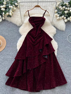 Kirsten Velvet Ruffle Dress