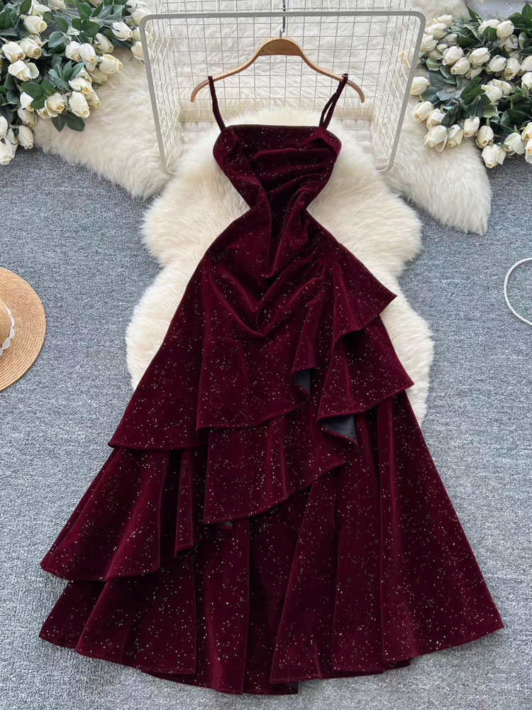 Kirsten Velvet Ruffle Dress