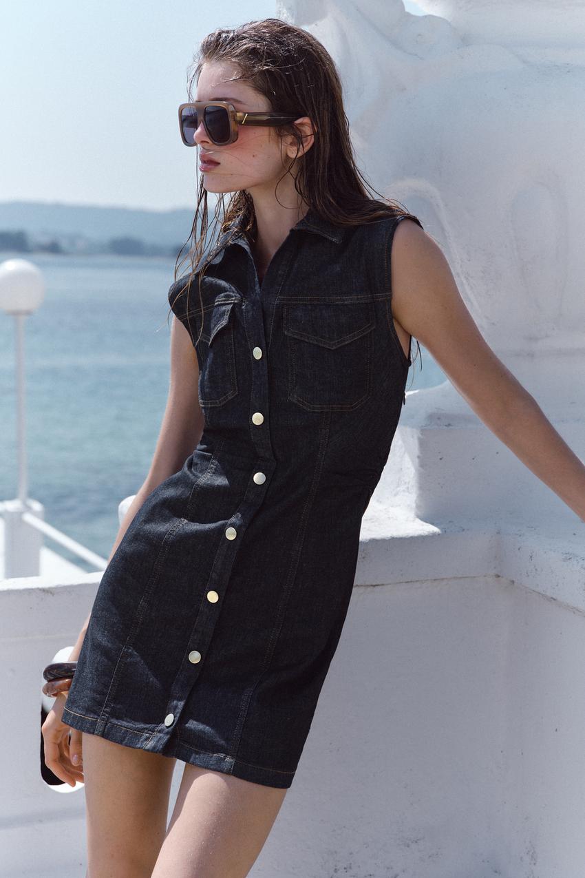 Kate Summer Denim Mini Pleated Dress