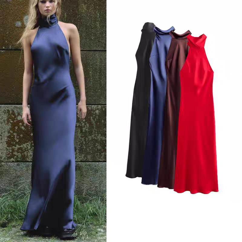 Nicole Summer Satin Party Dress