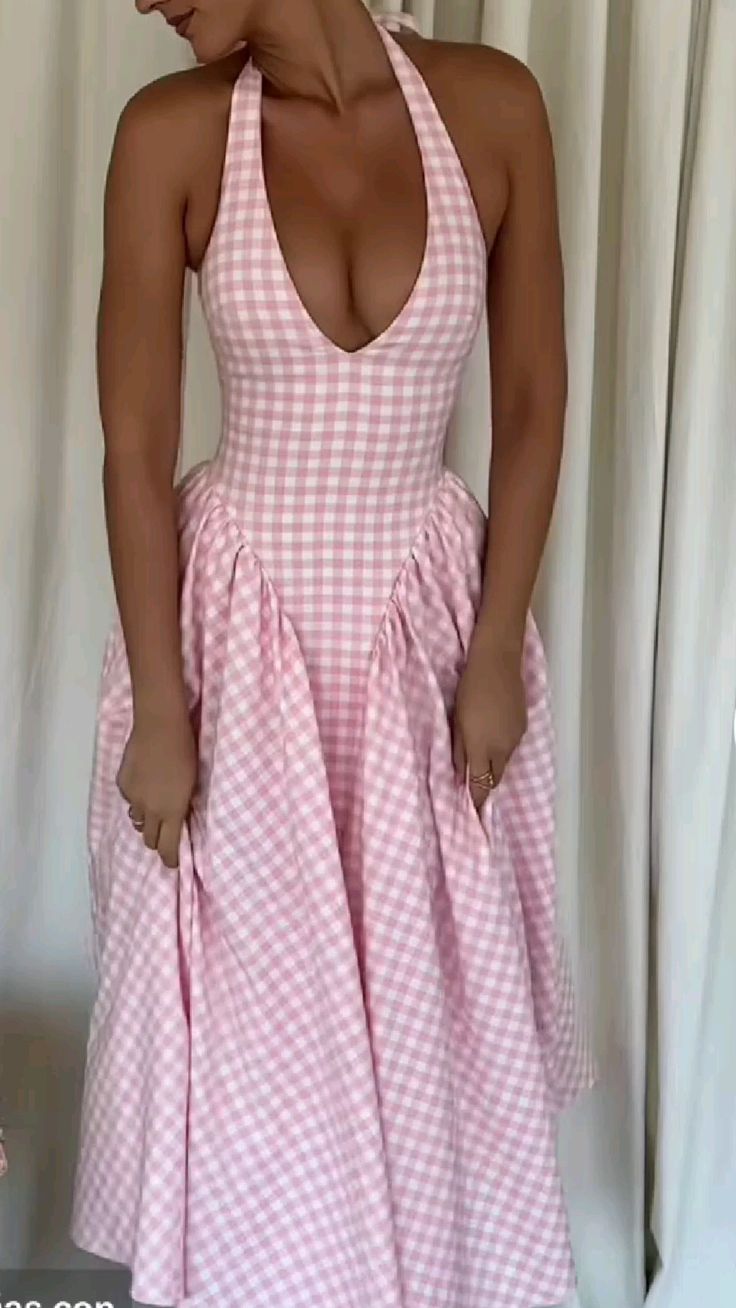 Malaika Summer Halter Plaid Dress - 24th Spoke