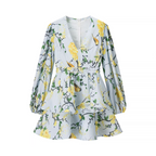 Alison Summer V Neck Puff Sleeves Dress - 24th Spoke