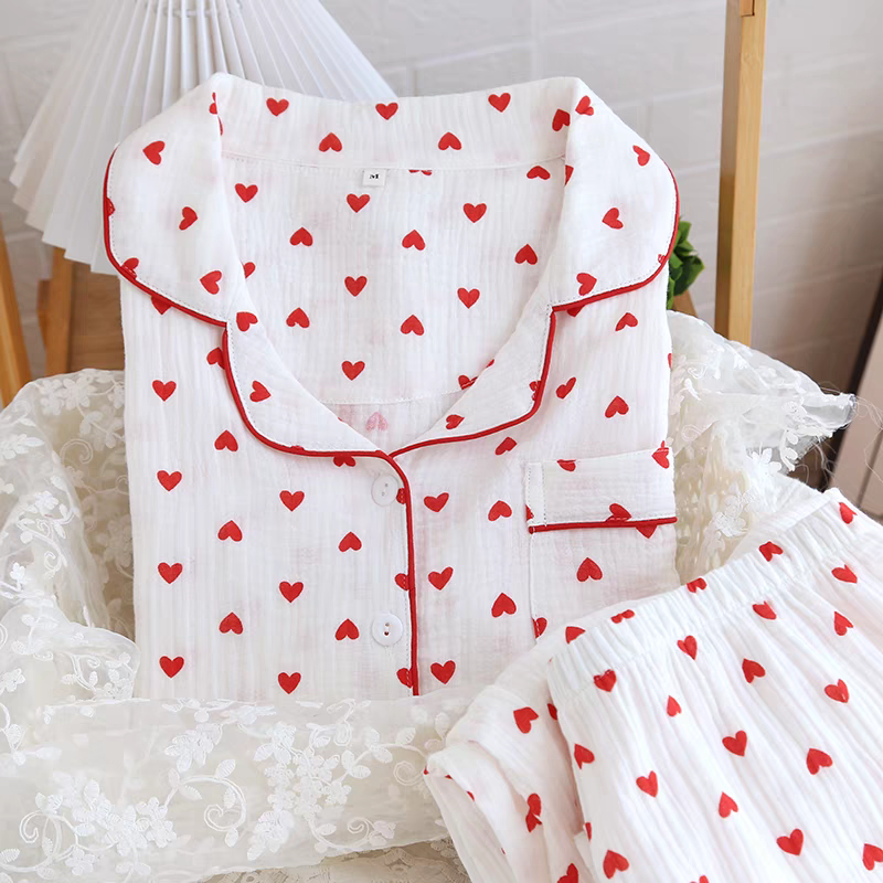 Summer Heart Pure Cotton Pajamas Set