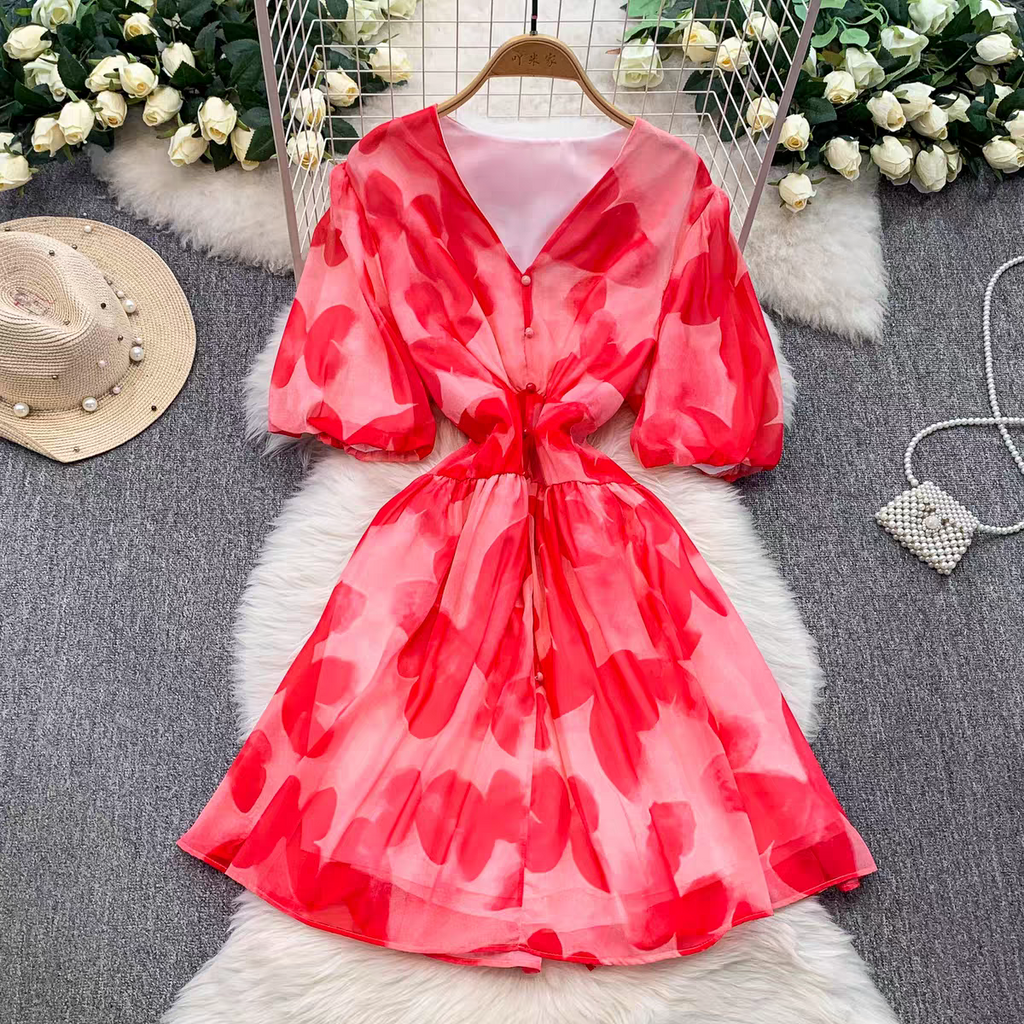 Jeanne Summer V neck Summer Vacation Dress