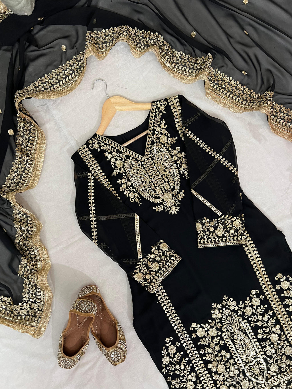 Celebrity Krystal DSouza Black Ready to wear georgette Suit set