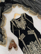Celebrity Krystal DSouza Black Ready to wear georgette Suit set