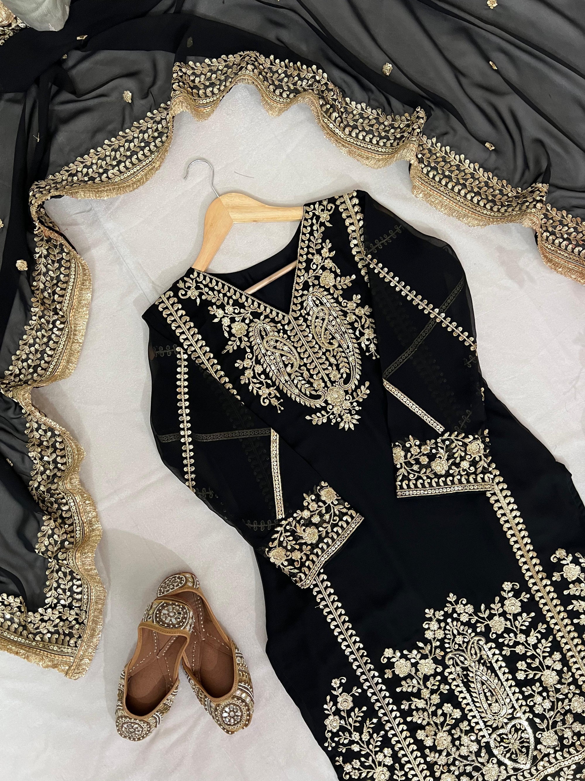 Celebrity Krystal DSouza Black Ready to wear georgette Suit set