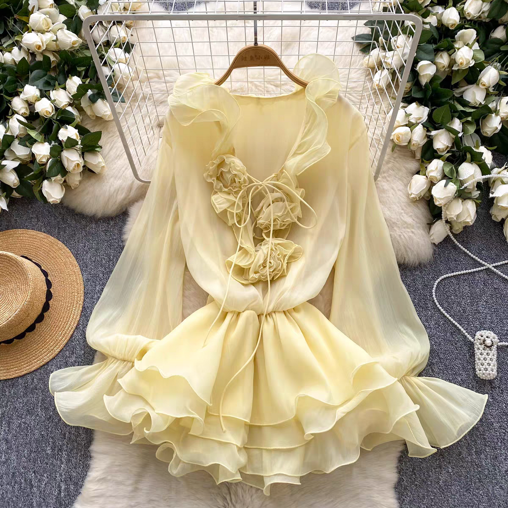 Alison Summer Ruffle Chiffon Dress - 24th Spoke