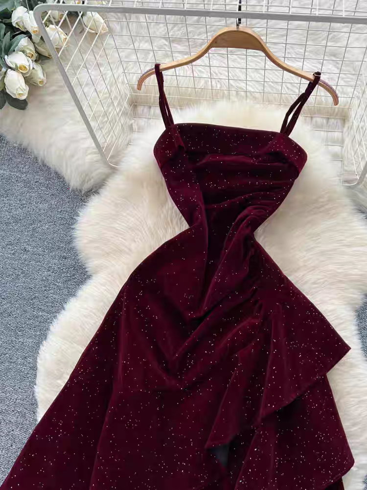 Kirsten Velvet Ruffle Dress