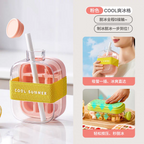 Summer Portable Ice Cube Bottle With Straw