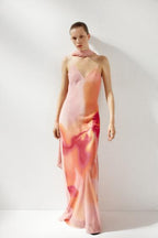 Disha Summer V Neck Dress With Scarf - 24th Spoke