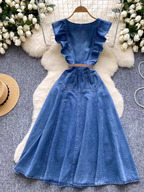 Marissa Summer Ruffle Denim Dress