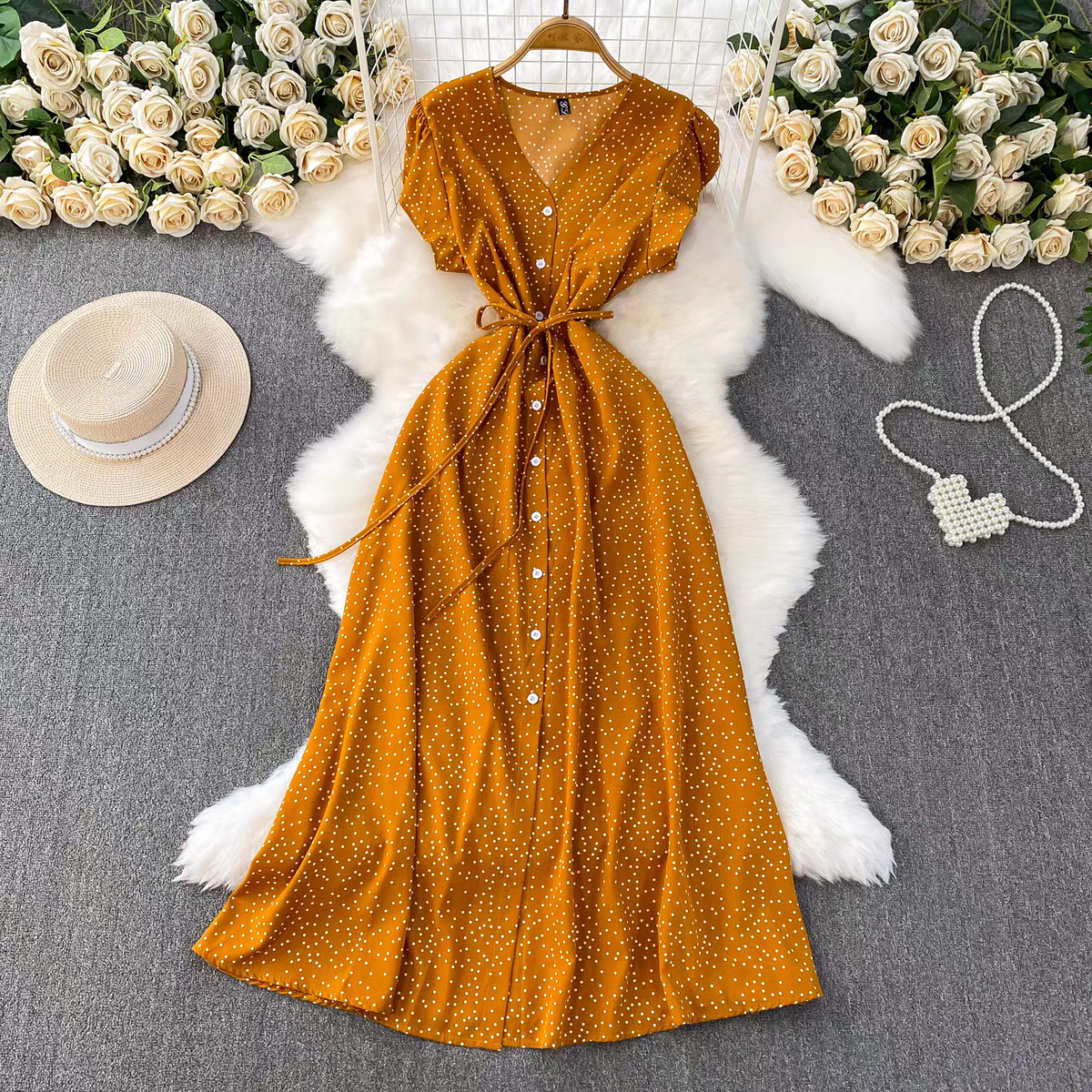 Katherine Summer Polka A Line Mid Length Dress