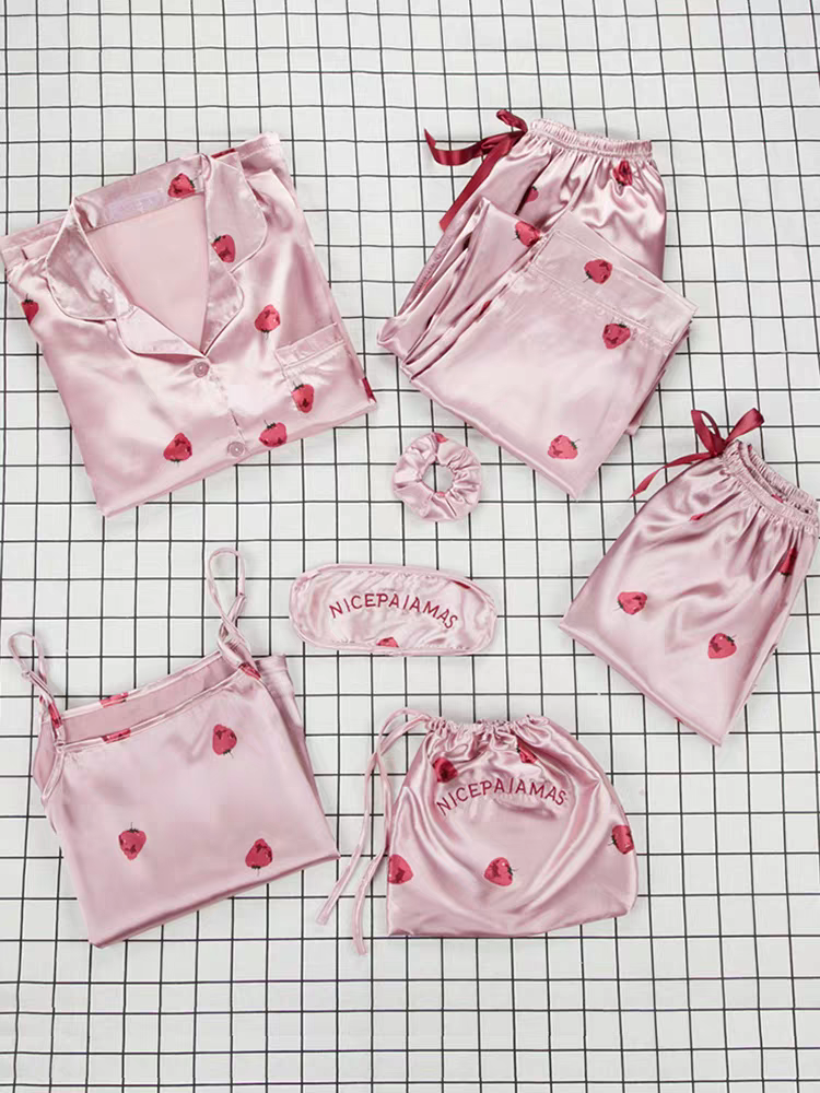 7 Piece Silk Night Suit