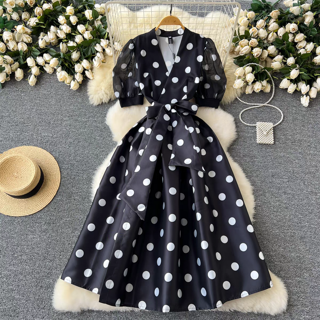 Taylor Summer Luxury French Polka Dress - 24th Spoke