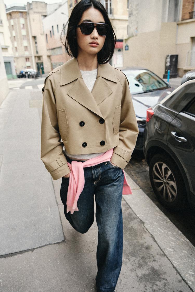 Zara Short Double-Breasted Trench Coat