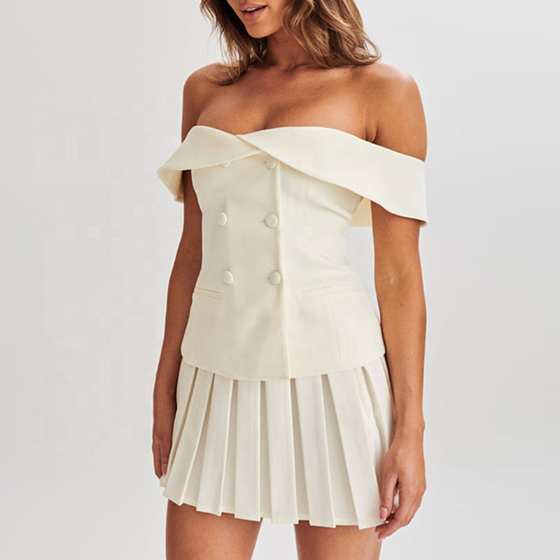 Natalie Summer Pleated Top Skirt Set