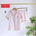 Summer Pure Cotton Heart Shaped Night  Pajamas Set