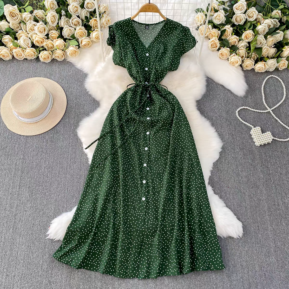 Katherine Summer Polka A Line Mid Length Dress