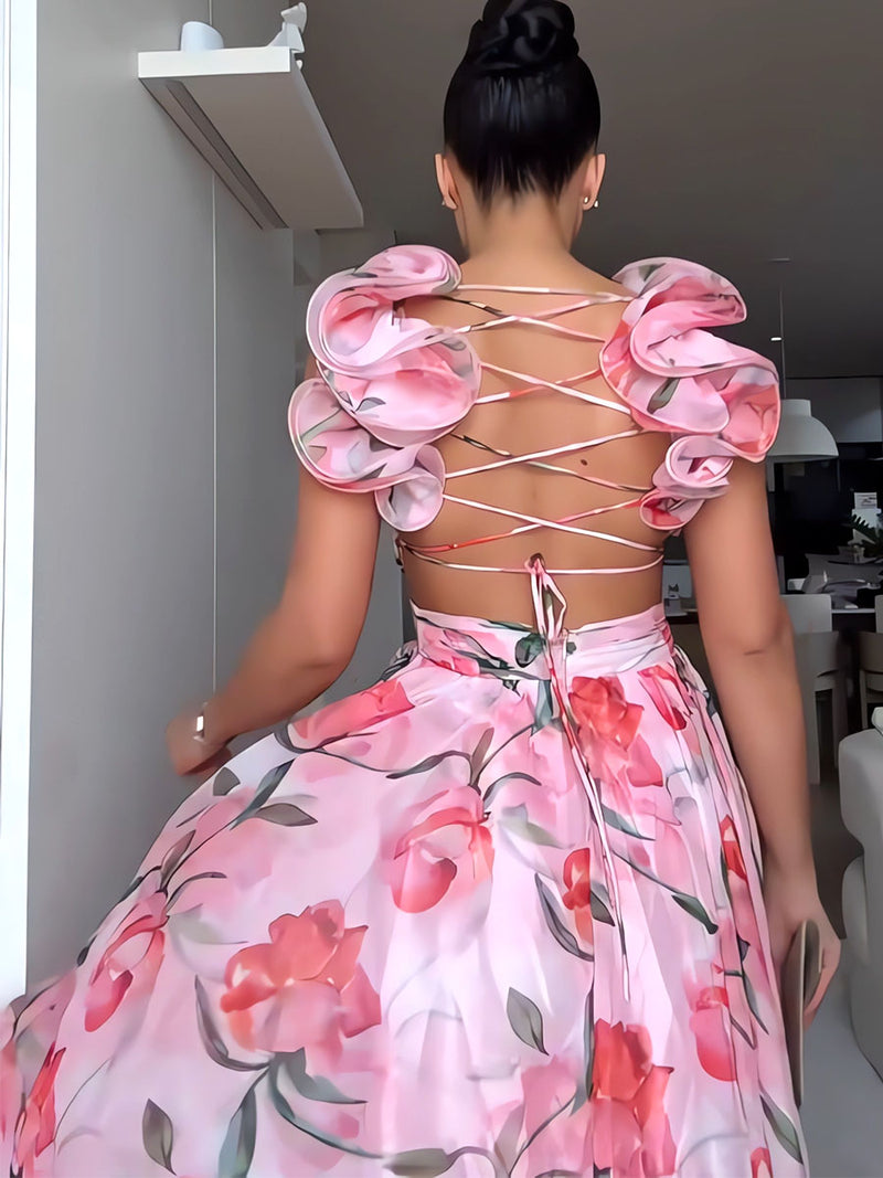 Nicole Summer Luxury Ruffle Party Dress