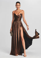 Milena Mettallic Party Slit Dress