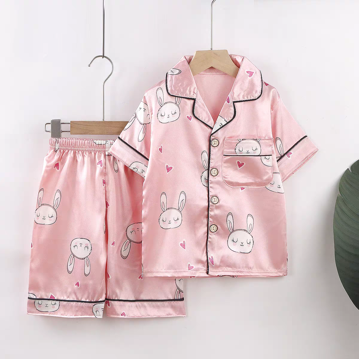 Kids Velvet Ice Silk Summer Night Suit