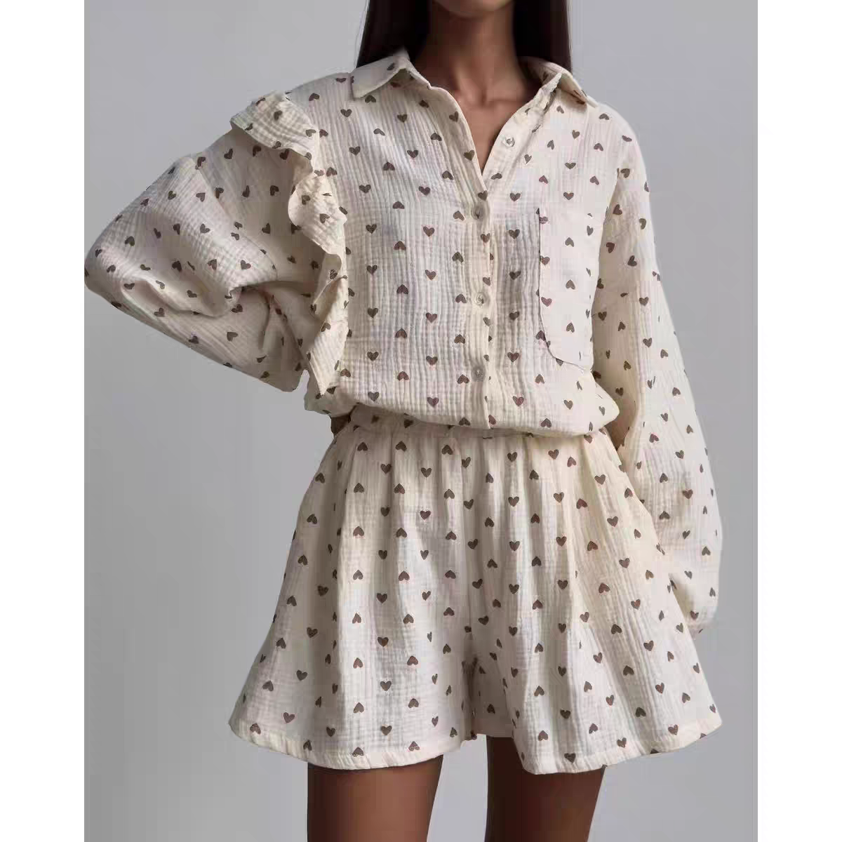 Anna Summer Heart Print Pajamas Set