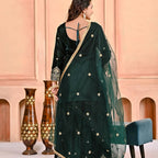 Velvet Ready to wear Green kurta sharara set for winter wedding and Function
