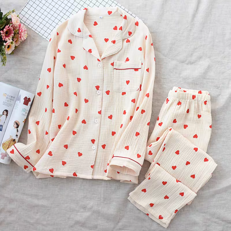 Summer Heart Pure Cotton Pajamas Set