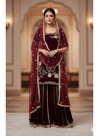 Readymade viscose Velvet Kurta sharara set for winter wedding and Reception