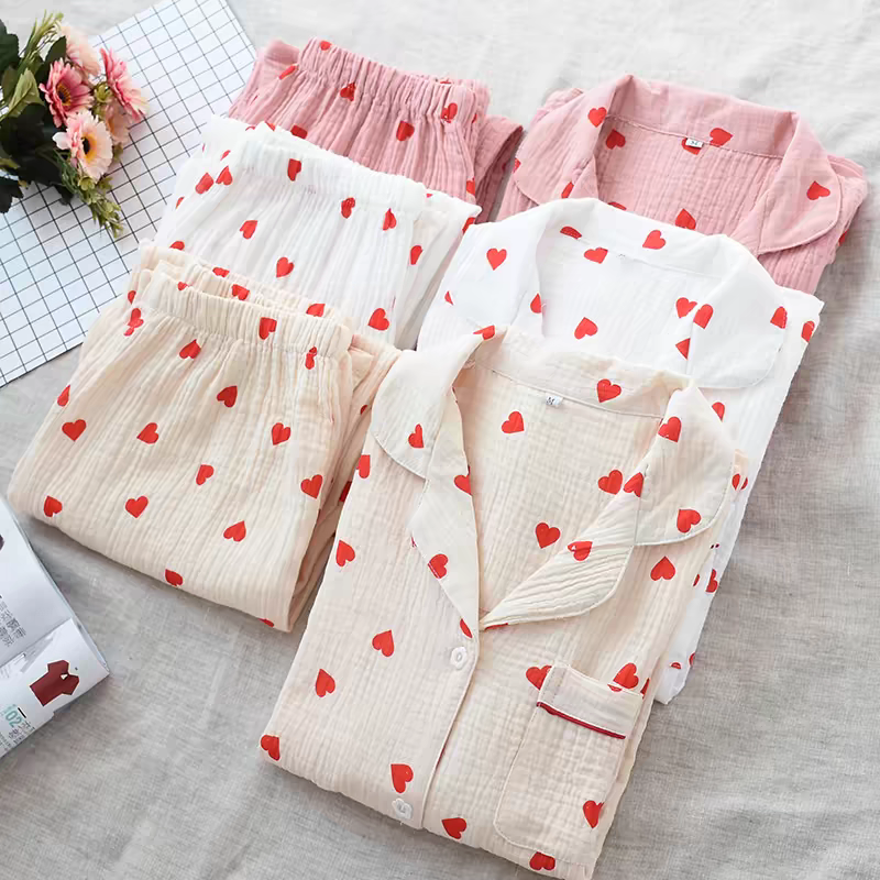 Summer Heart Pure Cotton Pajamas Set