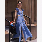 Emma Denim High Slit Dress