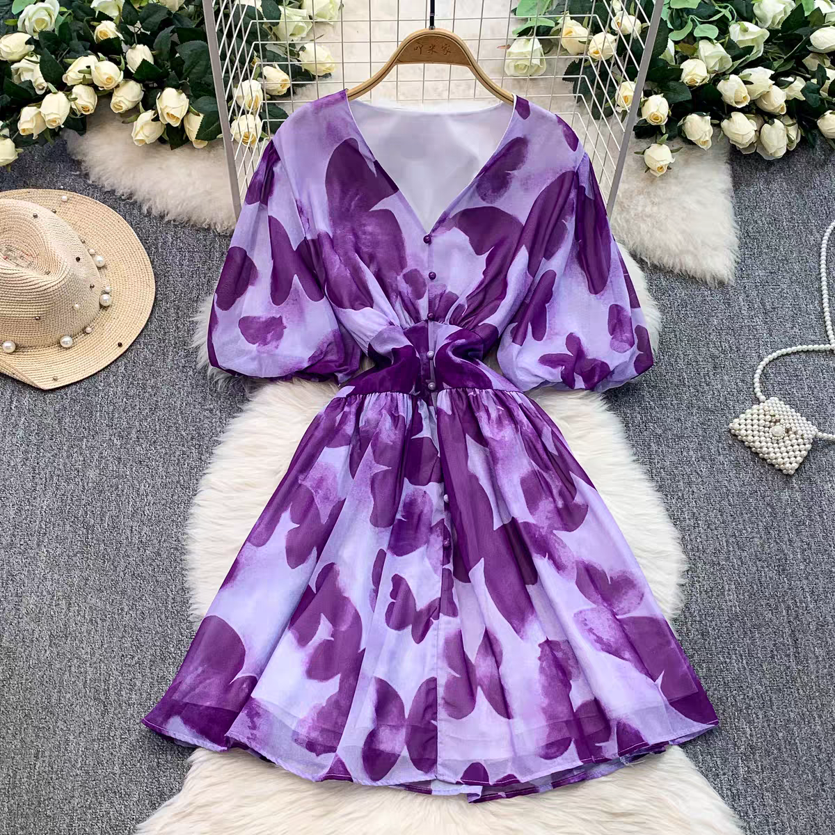 Jeanne Summer V neck Summer Vacation Dress