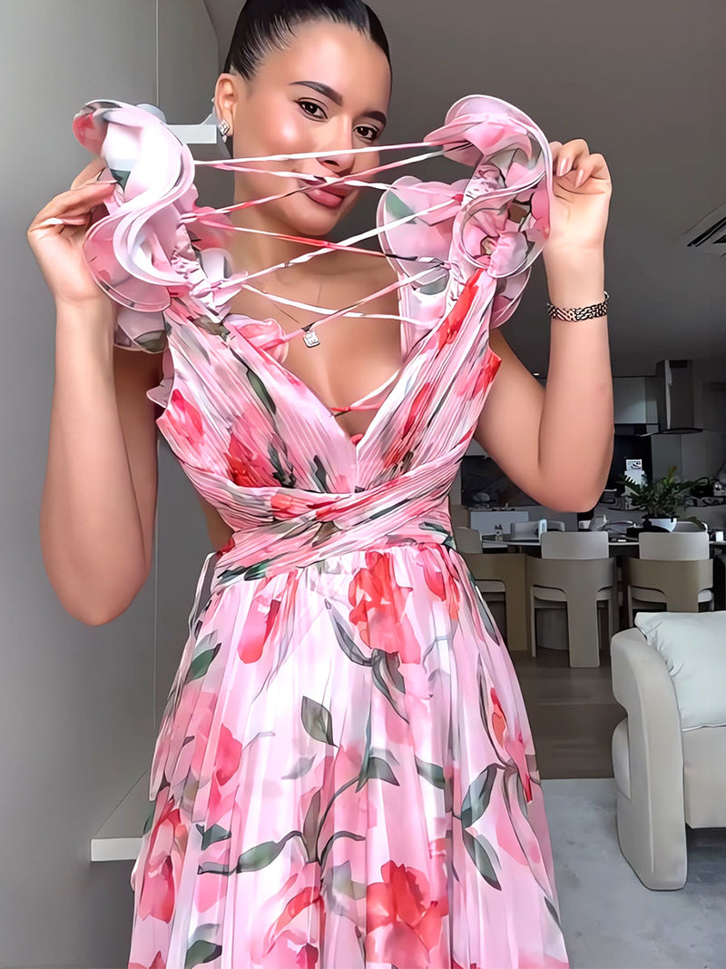 Nicole Summer Luxury Ruffle Party Dress