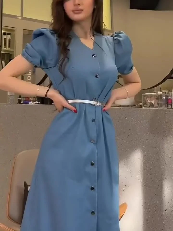 Jessica Summer Vacation Denim Long Dress