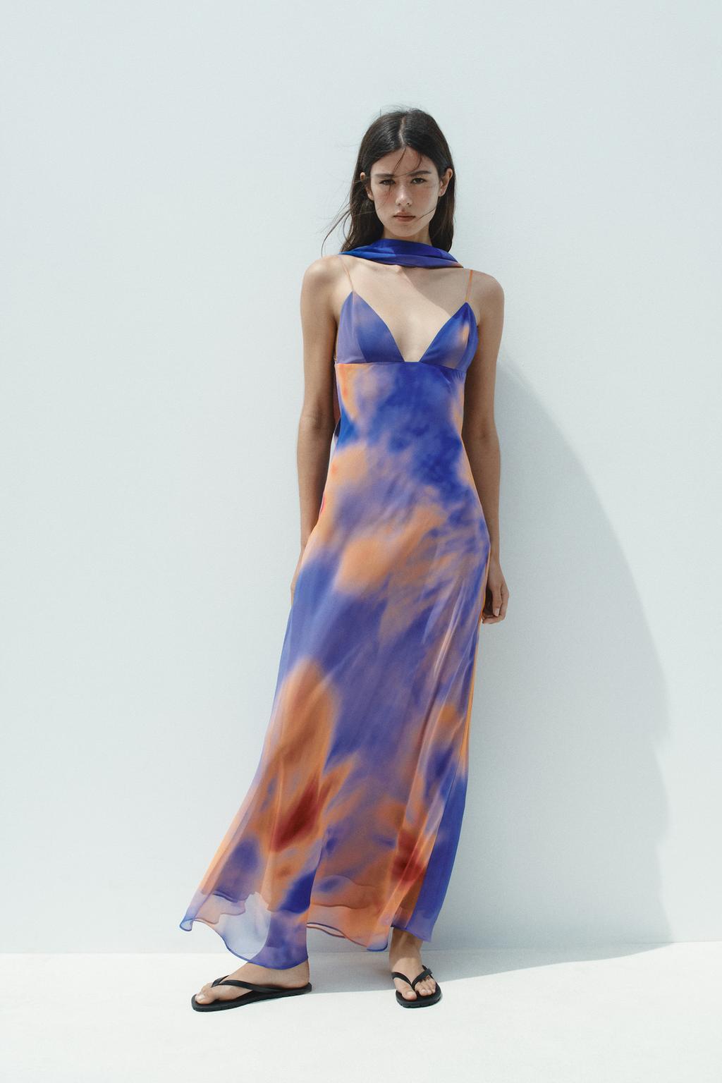 Disha Summer V Neck Dress With Scarf - 24th Spoke