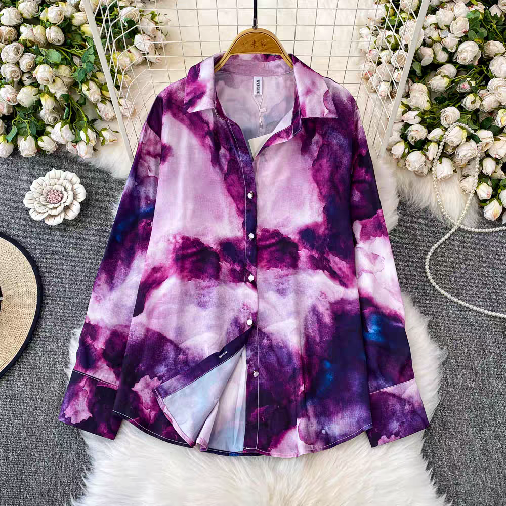 Ashley Summer Printed Tie Dye High Quality Shirt