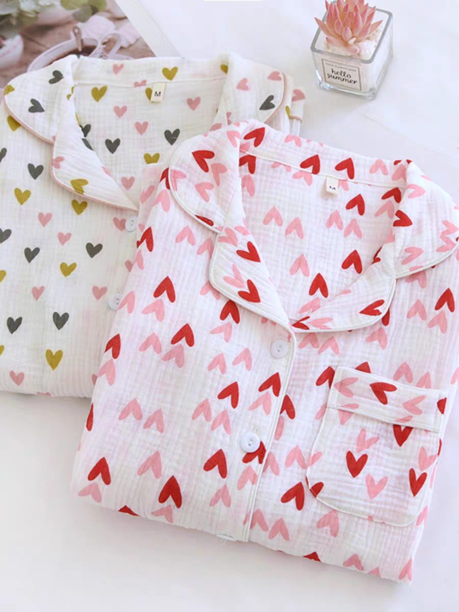 Summer Heart Pure Cotton Pajamas Set