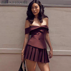 Natalie Summer Pleated Top Skirt Set