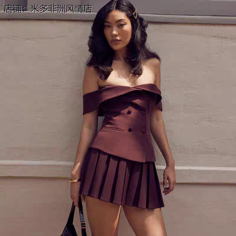 Natalie Summer Pleated Top Skirt Set